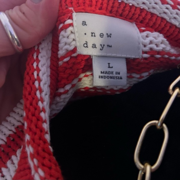a new day Red and White Knit 100% Cotton Roll-Neck Sweater - Picture 4 of 6